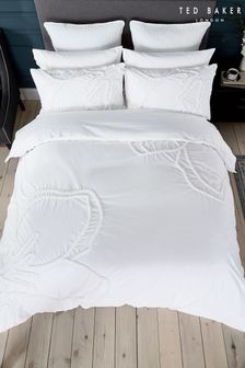 Ted Baker White Magnolia Tufted 180 Thread Count Cotton Percale Duvet Cover (U31670) | €66 - €116