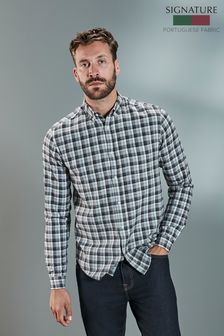 Grau/Blau - Next Signature Brushed Flannel Check Shirt (U31865) | 25 €