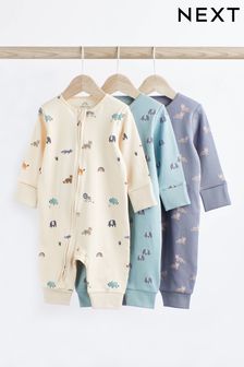 Teal Blue Baby Footless Sleepsuit With Zip 3 Pack (0mths-3yrs) (U31867) | SGD 34 - SGD 37