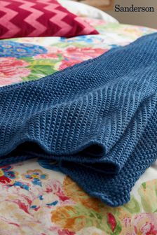 Sanderson Blue Very Rose & Peony Chunky Knit Throw (U32015) | €243