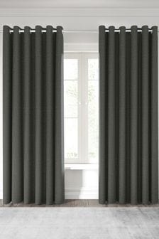 Nalu Nicole Scherzinger Grey Kalo Textured Fully Lined Eyelet Curtains (U32027) | €74 - €129