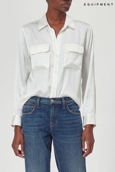 חולצת Signature מסאטן ומשי בצבע לבן של Equipment (U32242) | ‏1,187 ₪
