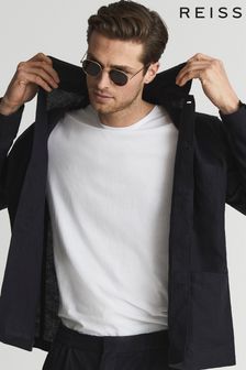 Reiss Navy Soul Linen Worker Jacket (U32244) | $297