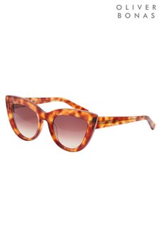 Oliver Bonas Orange Honey Tort Cat Eye Acetate Sunglasses (U32487) | HK$485