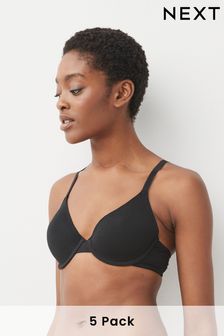 Black/White/Nude Pad Full Cup Cotton Bras 5 Pack (U32836) | $69
