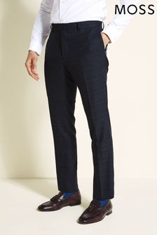 MOSS Slim Navy Blue and Pink Check Suit: Trousers (U32856) | €44