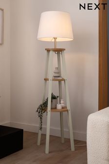 Cream Malvern Shelved Wood Floor Lamp (U32986) | €263