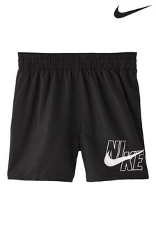 בגד ים באורך 4 אינץ' של Nike דגם Volley לבנים בשחור עם לוגו (U34007) | ‏84 ₪