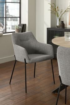 Set of 2 Tweedy Plain Mid Grey Quinn Black Legs Dining Chairs (U34008) | €365