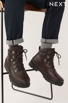Brown - Waterproof Leather Walking Boots (U34035) | BGN204