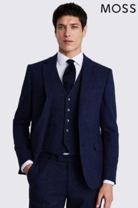 MOSS Slim Fit Blue Donegal Suit (U34152) | $375