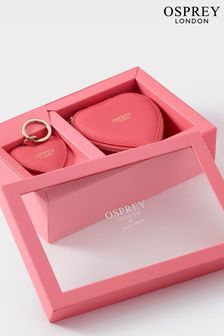 Rosa guayava - Set de regalo de llavero y platito de cuero en forma de corazón The Tilly de Osprey (U34181) | 64 €