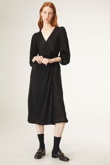 Черный платье с V-образным вырезом и металлизированными волокнами Compania Fantastica (U34469) | €52