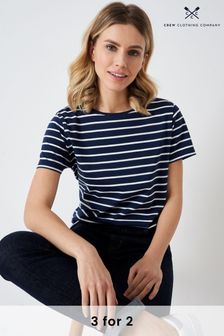 Crew Clothing Company Blue Stripe Cotton T-Shirt