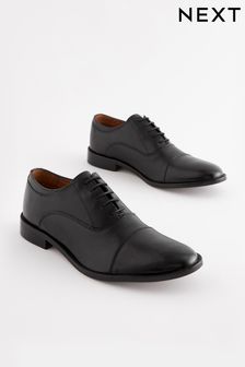 Black Leather Toe Cap Oxford Shoes (U34916) | ￥10,040