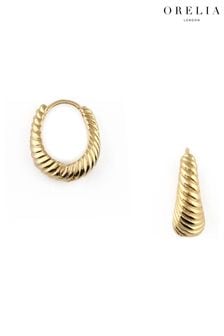 Orelia London Gold Tone Rope Tapered Hoop Earrings (U35229) | ₪ 93