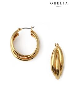 Orelia London Gold Tone Interlocking Hoop Earrings (U35243) | ₪ 102