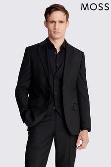 Moss 標準剪裁黑色彈性西裝：外套 (U35301) | HK$1,224