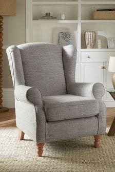 Chunky Weave Dove Grey Sherlock Highback Armchair (U35963) | €610