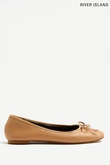 River Island Beige Bow Ballerina Shoes (U36078) | 84 zł