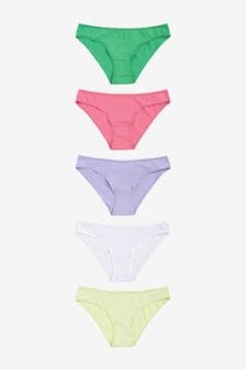 Pink/Green Bikini Cotton Knickers 5 Pack (U36146) | $17