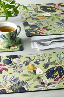 Kew Gardens Set mit 4 rechteckigen Platzsets mit Frucht- und Blumendesigns (U36153) | 47 €