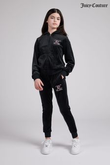 Juicy Couture - Tuta sportiva con zip in velour nera (U36229) | €124 - €156