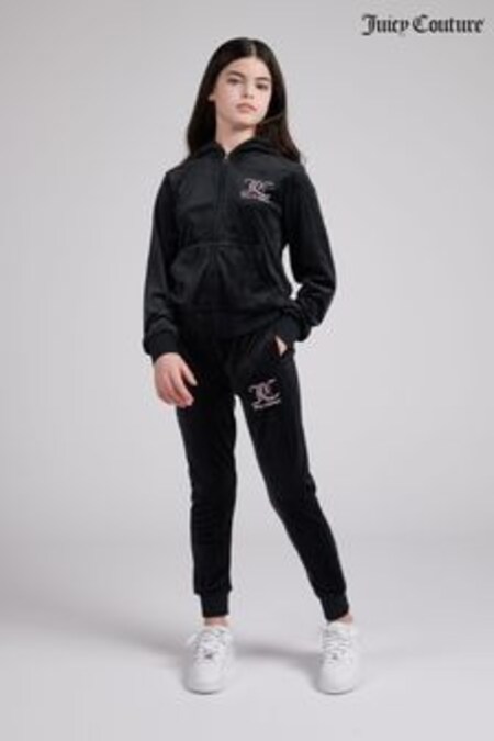Trening din velur cu fermoar întreg Juicy Couture negru (U36229) | 634 LEI - 801 LEI