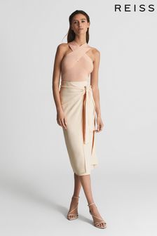 Reiss Cream Alison Tie Waist Midi Pencil Skirt (U36263) | 239 €