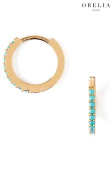 Orelia London Mini Blue Pave Hoop Earrings
