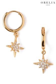 Orelia 18K Gold Huggie with Crystal Star Drop Earrings (U36346) | ₪ 126