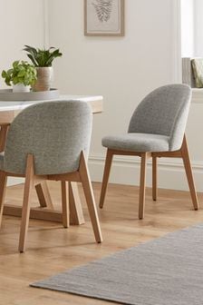 Set of 2 Tweedy Plain Mid Grey Oak Effect Leg Preston Oak Effect Leg Dining Chairs (U36529) | €295