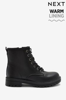 Black Wide Fit (G) Warm Lined Lace-Up Boots (U36531) | ₪ 122 - ₪ 151