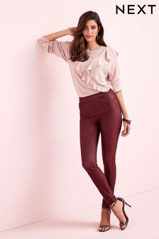 Berry Red Next Sculpt Pull-On Coated Leggings (U36658) | $45