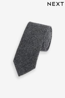 Charcoal Grey Herringbone Regular Textured Tie (U36795) | $23