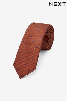 Rust Brown Spot Slim Pattern Tie (U36947) | 5 BD