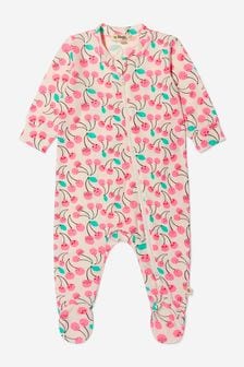 Baby Girls Organic Cotton Cherry Print Babygrow in Pink (U36957) | ￥6,690