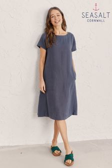 Seasalt Cornwall Blue Relaxed A-Line Linen Primary Dress (U37171) | €113