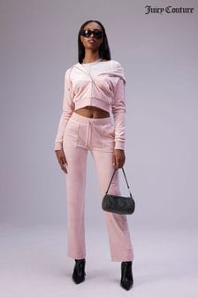 Roz - Pantaloni de sport drepți din velur Juicy Couture Femei (U37217) | 507 LEI