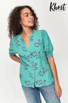 Khost Clothing Bluse mit Herz-Blumenmuster, Grün (U37675) | 18 €