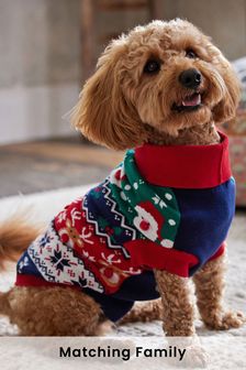 Marineblau/Santa-Print - Weihnachtspullover mit Hundemotiv (U37839) | 22 €
