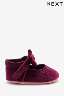 Berry Red Velvet Occasion Mary Jane Baby Shoes (0-18mths) (U39093) | $19