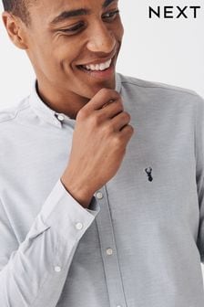 Grey Next Long Sleeve Stretch Oxford Shirt (U39094) | 12,670 Ft
