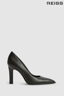 Black - Reiss Ada Court Leather Court Shoes (U39097) | kr3 200