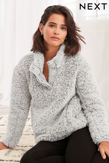 Siva - Udoben podložen pulover s polovično zadrgo (U39184) | €15