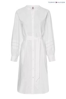 Tommy Hilfiger White Curve Midi Shirt Dress (U39256) | $280