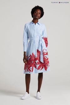 Tommy Hilfiger Womens Floral Midi Shirt Dress (U39264) | $297