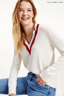Tommy Hilfiger Natural Global Stripe V-Neck Sweater (U39279) | TRY 1.684
