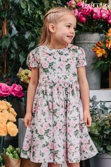Trotters London Mädchen Carline Kleid mit Rosenprint, Pink (U39338) | 58 € - 64 €