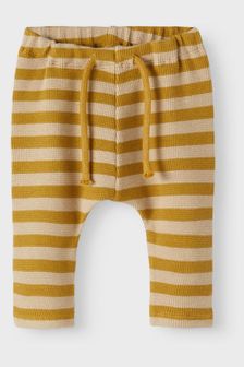 Lil Atelier Baby Unisex Mustard Yellow Stripe Drawstring Joggers (U39818) | $33